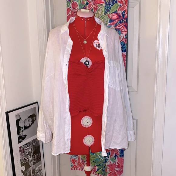 Forever 21+ Smocked Sweetheart Crop Top - Picture 1 of 6